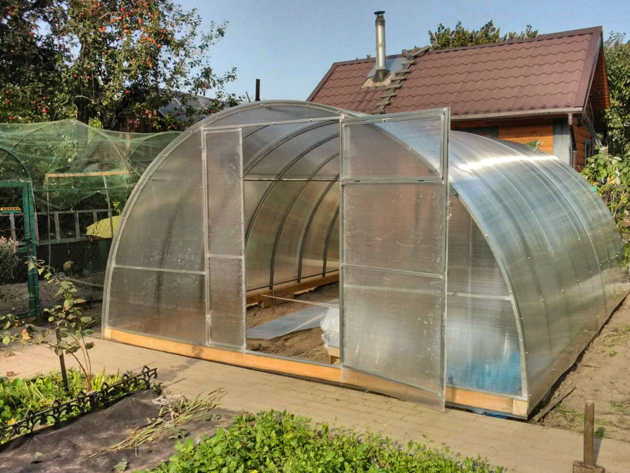 Szklarnia Pro – szerokość 3,5 m, długość 4–12 m – profil 40×20 Agroszklarnia